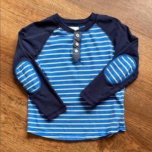 Hanna 110cm/5T striped long sleeve raglan with elbow patches